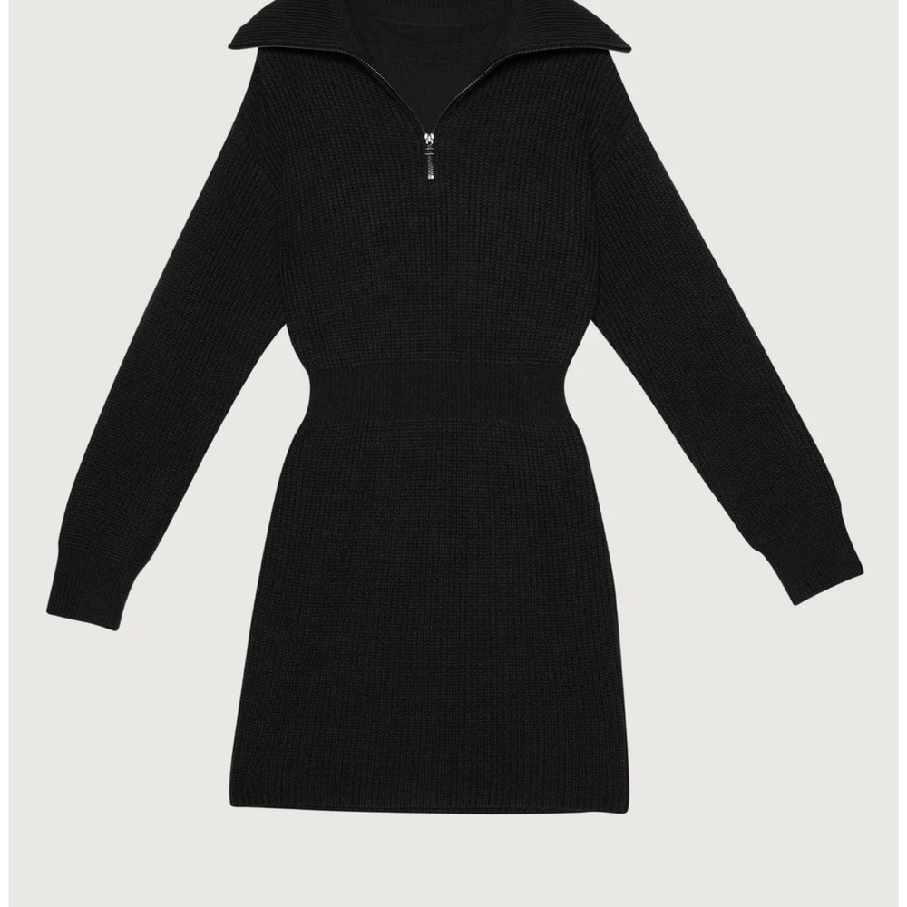 OAK + FORT Black Long Sleeve Knit Dress 0996